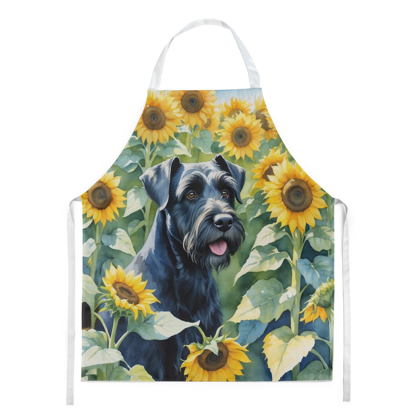 Giant Schnauzer in Sunflowers Apron