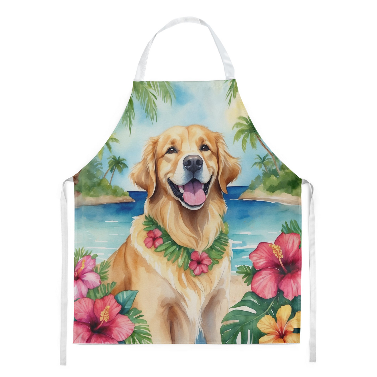 Golden Retriever Luau Apron