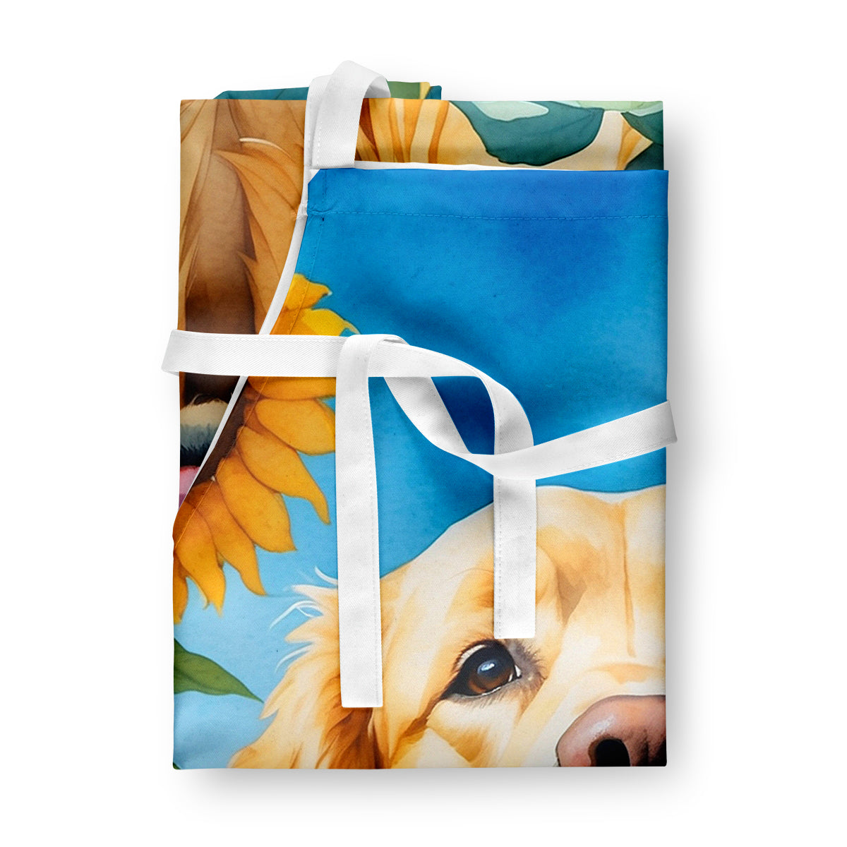 Golden Retriever in Sunflowers Apron