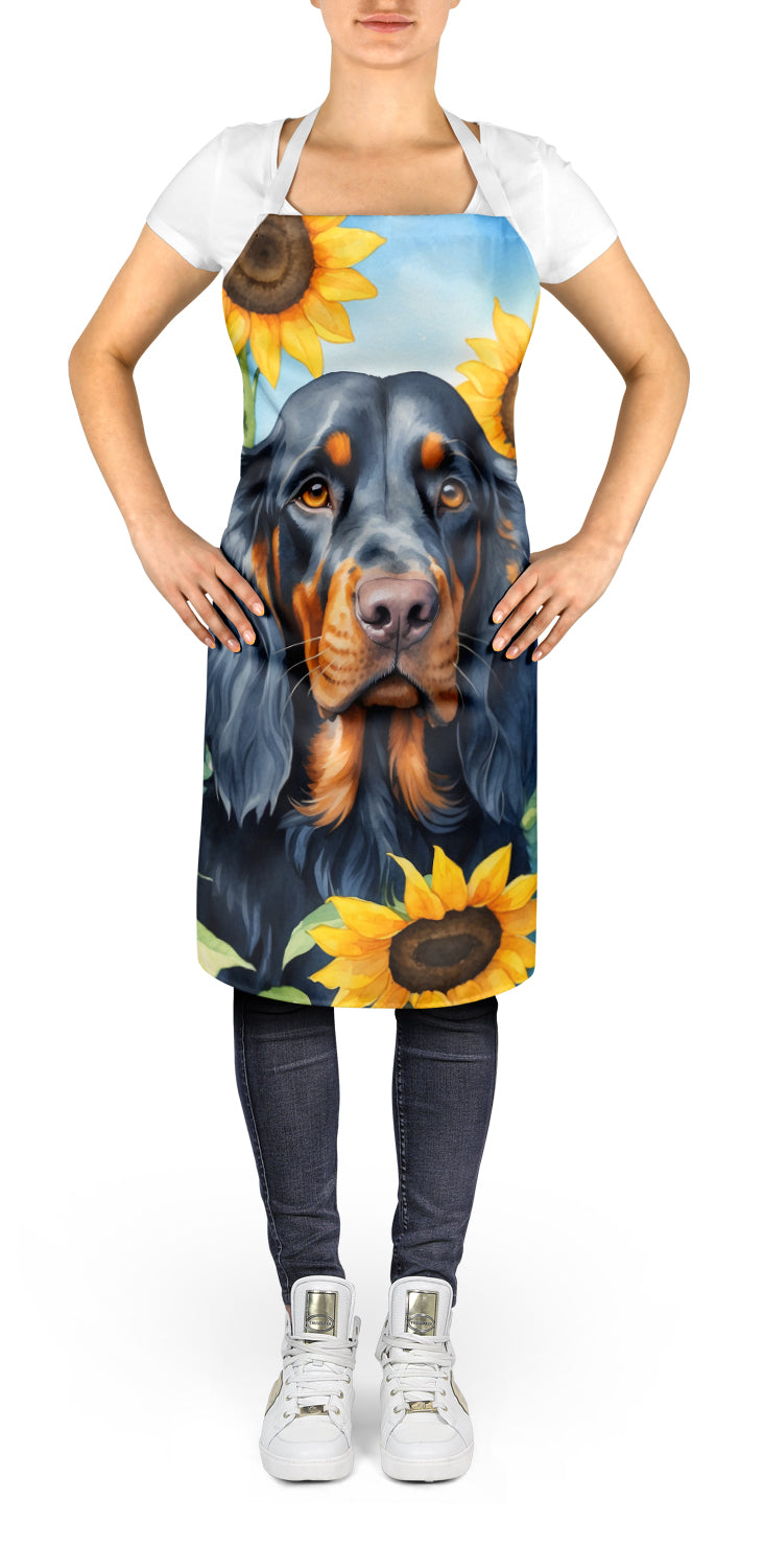 Gordon Setter in Sunflowers Apron