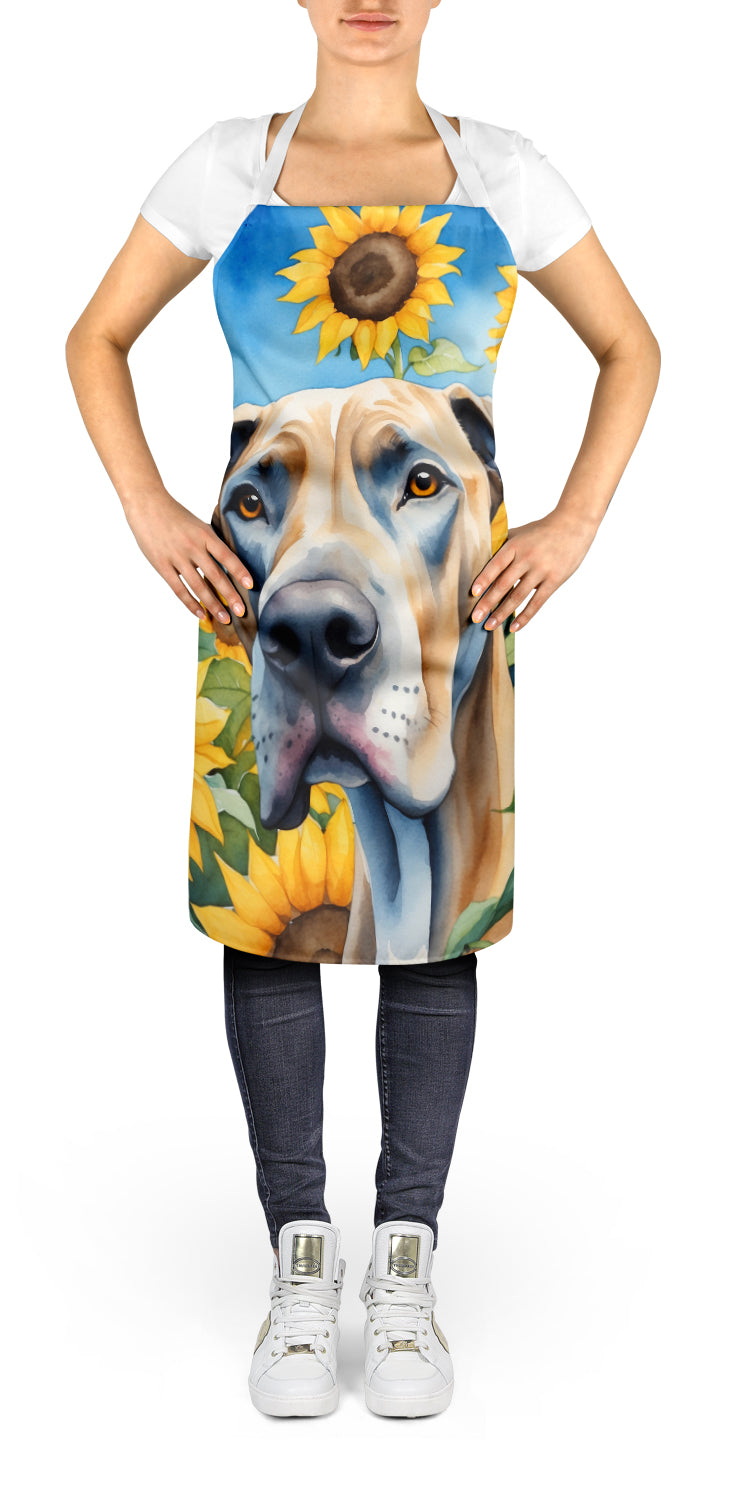 Great Dane in Sunflowers Apron