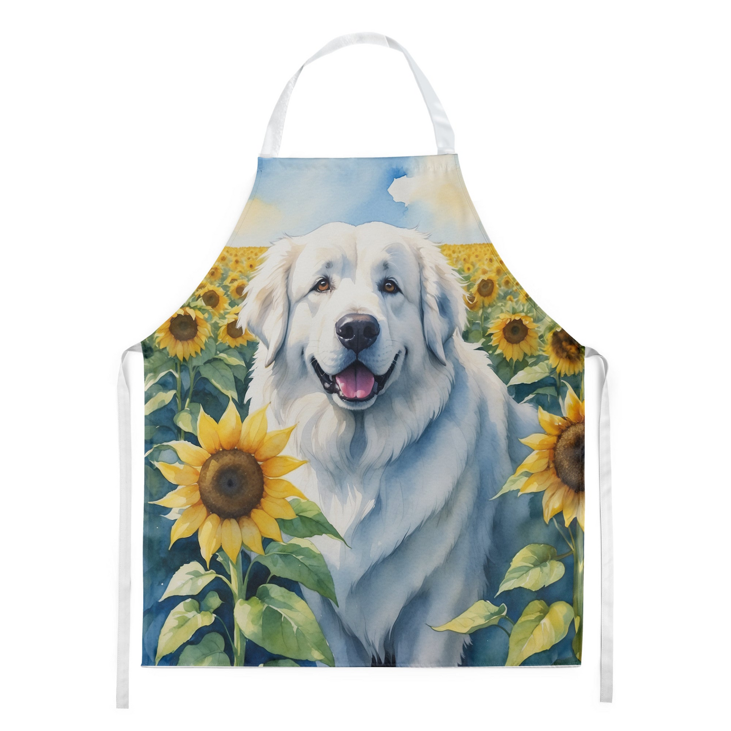 Great Pyrenees in Sunflowers Apron