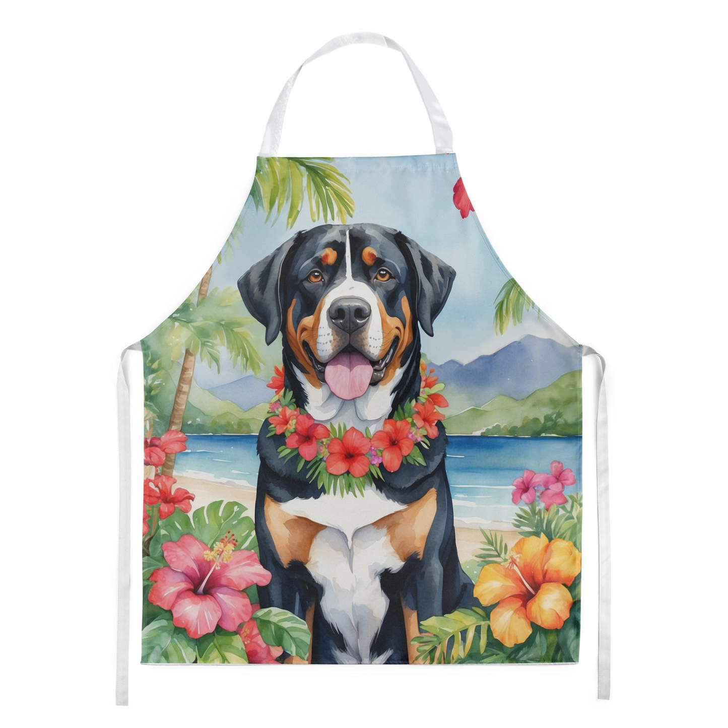 Greater Swiss Mountain Dog Luau Apron