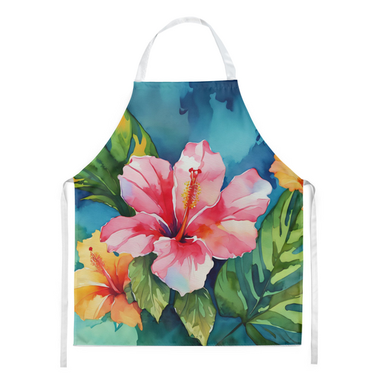 Hawaii Hawaiian Hibiscus in Watercolor Apron