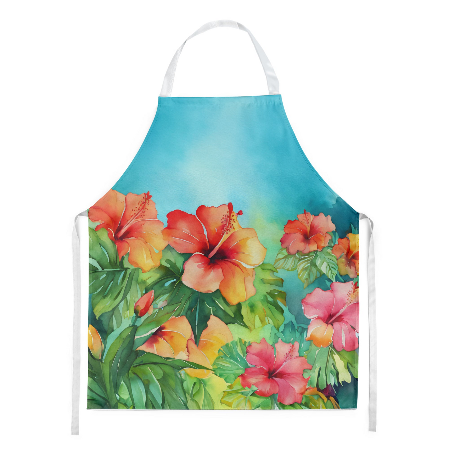 Hawaii Hawaiian Hibiscus in Watercolor Apron