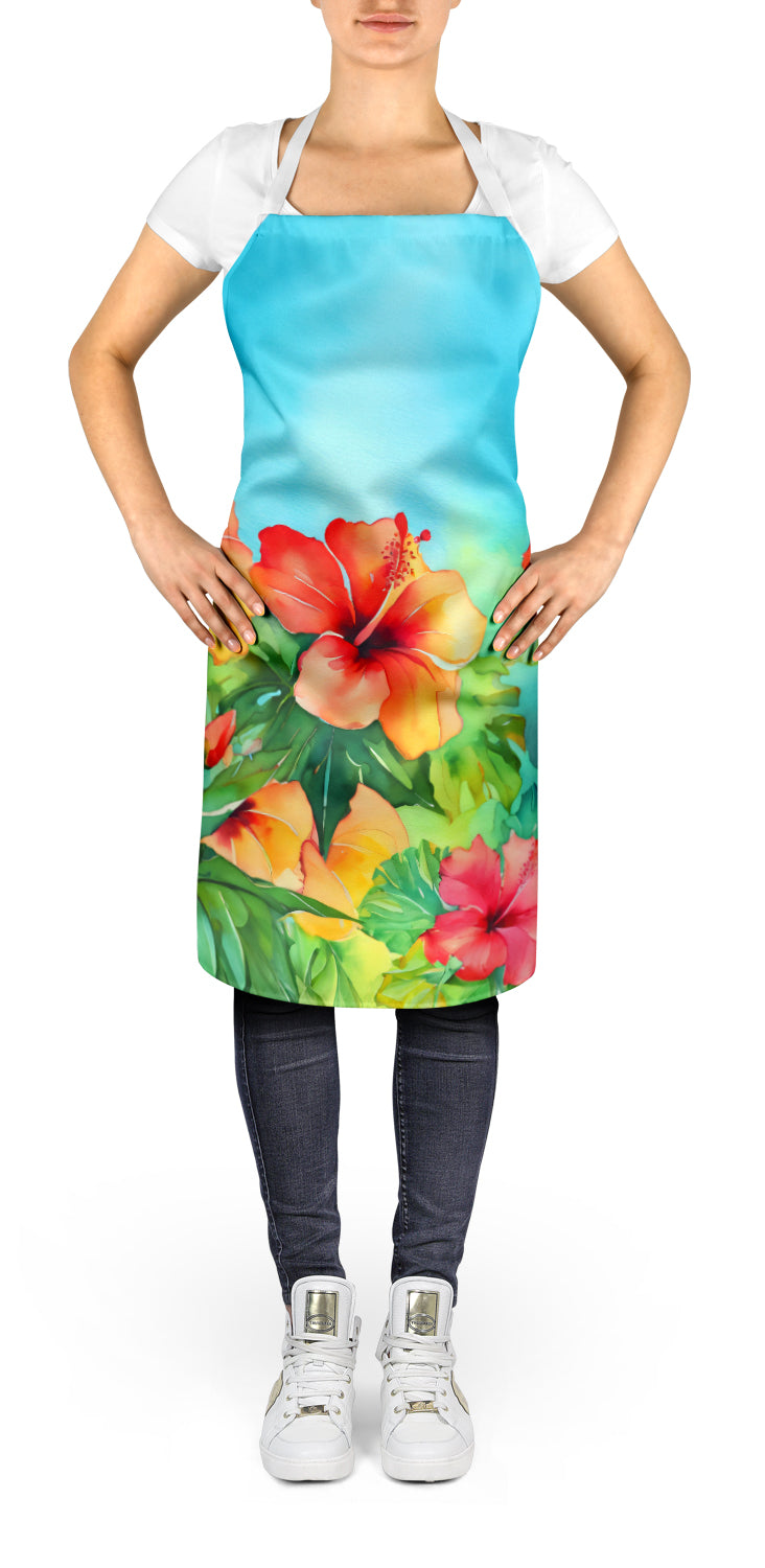 Hawaii Hawaiian Hibiscus in Watercolor Apron