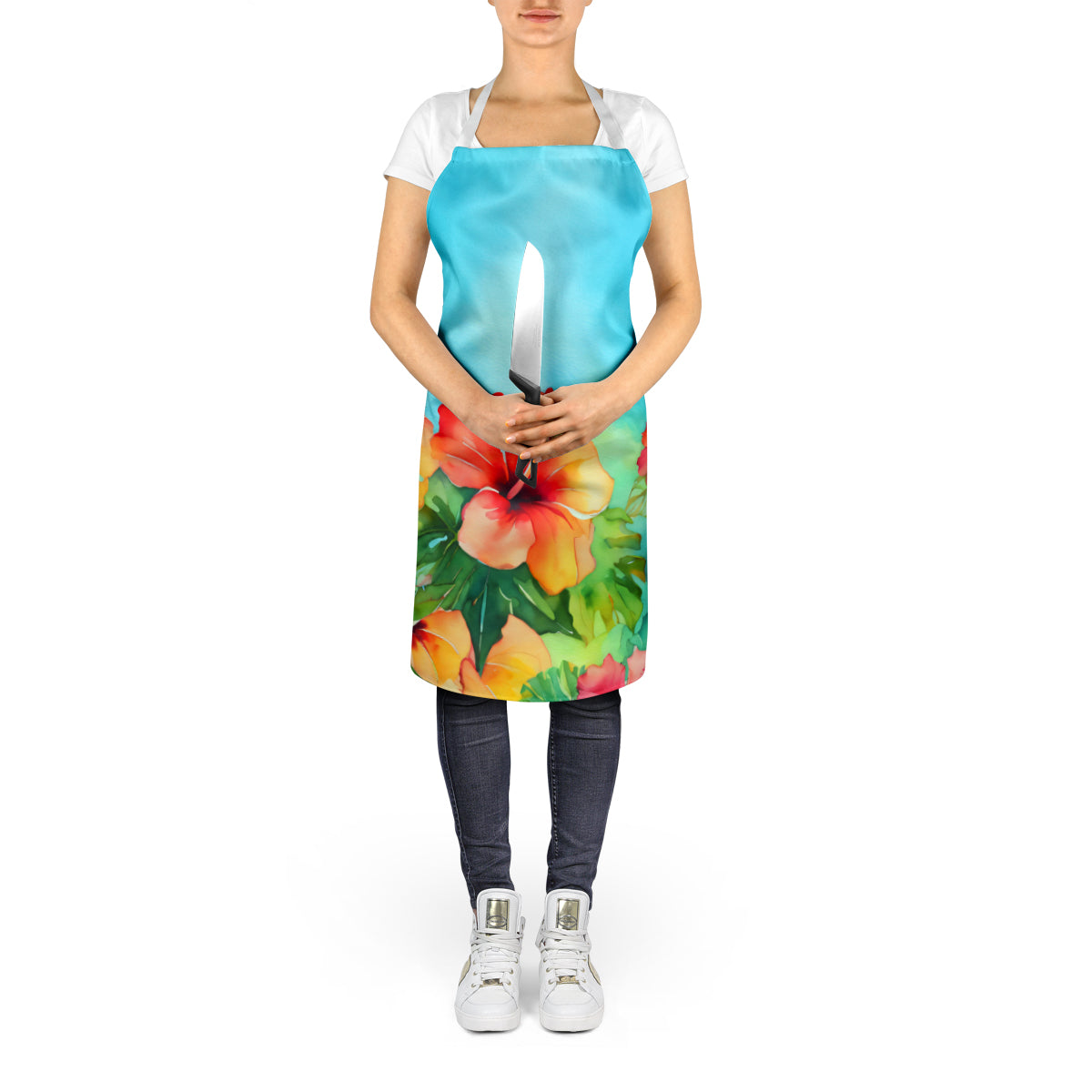 Hawaii Hawaiian Hibiscus in Watercolor Apron