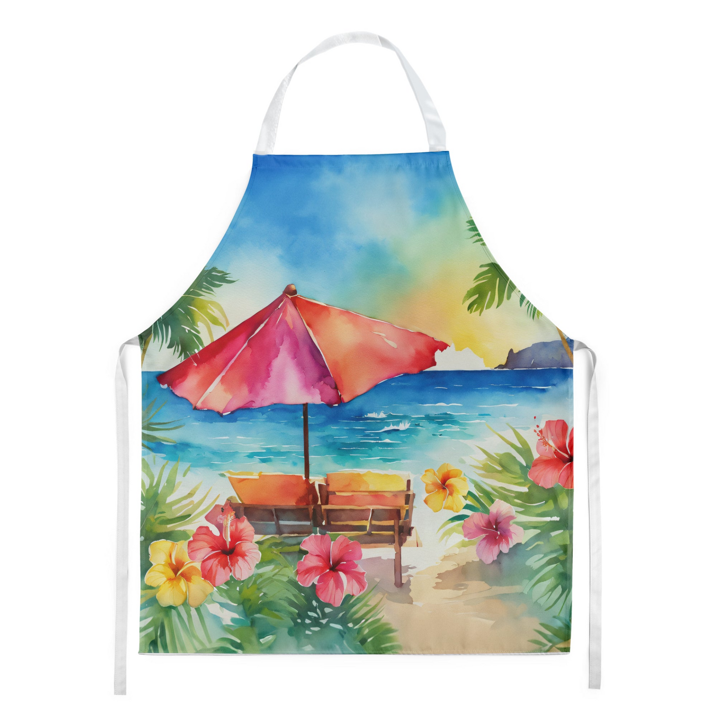 Hawaii Hawaiian Hibiscus in Watercolor Apron