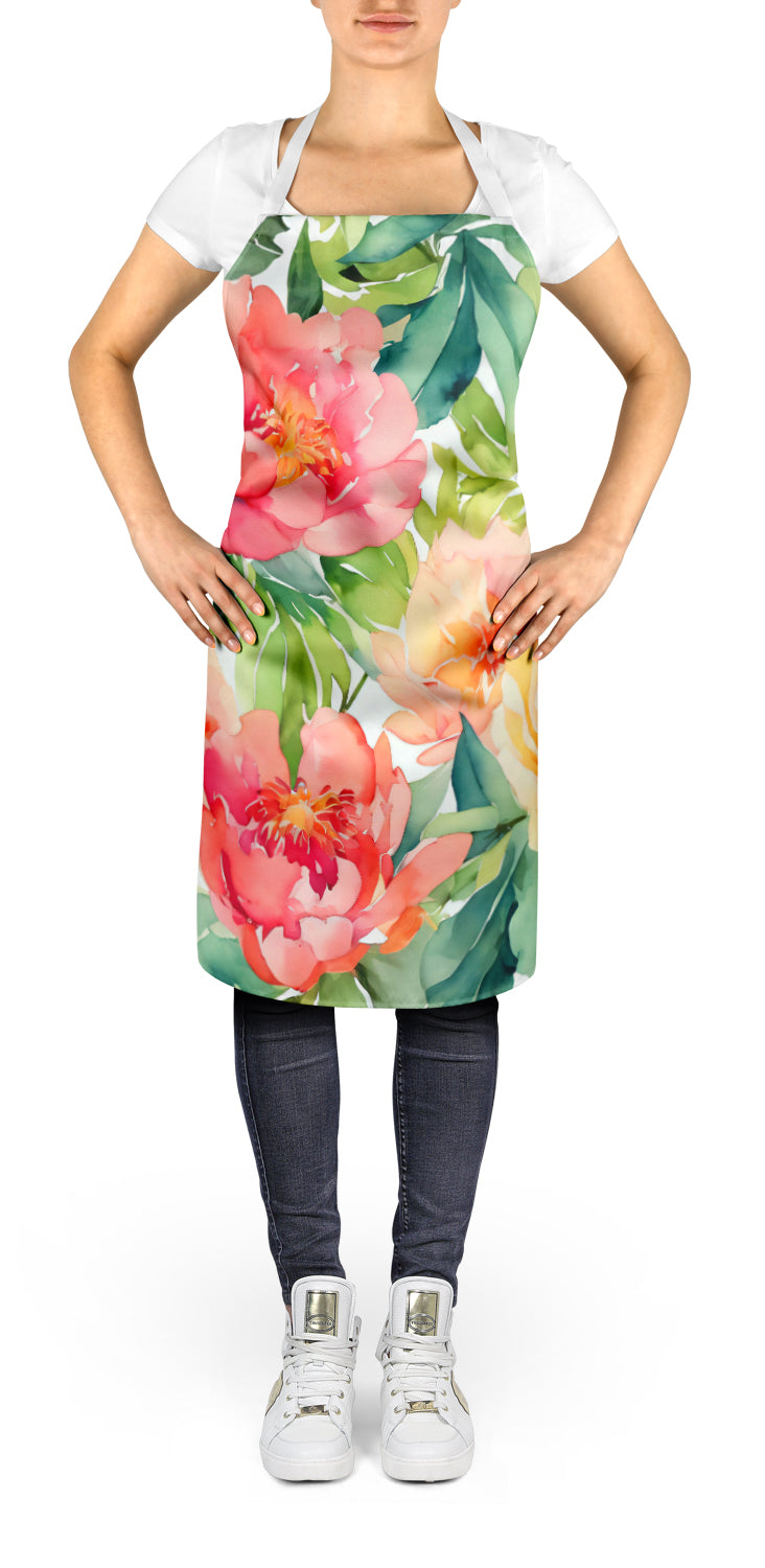 Indiana Peonies in Watercolor Apron