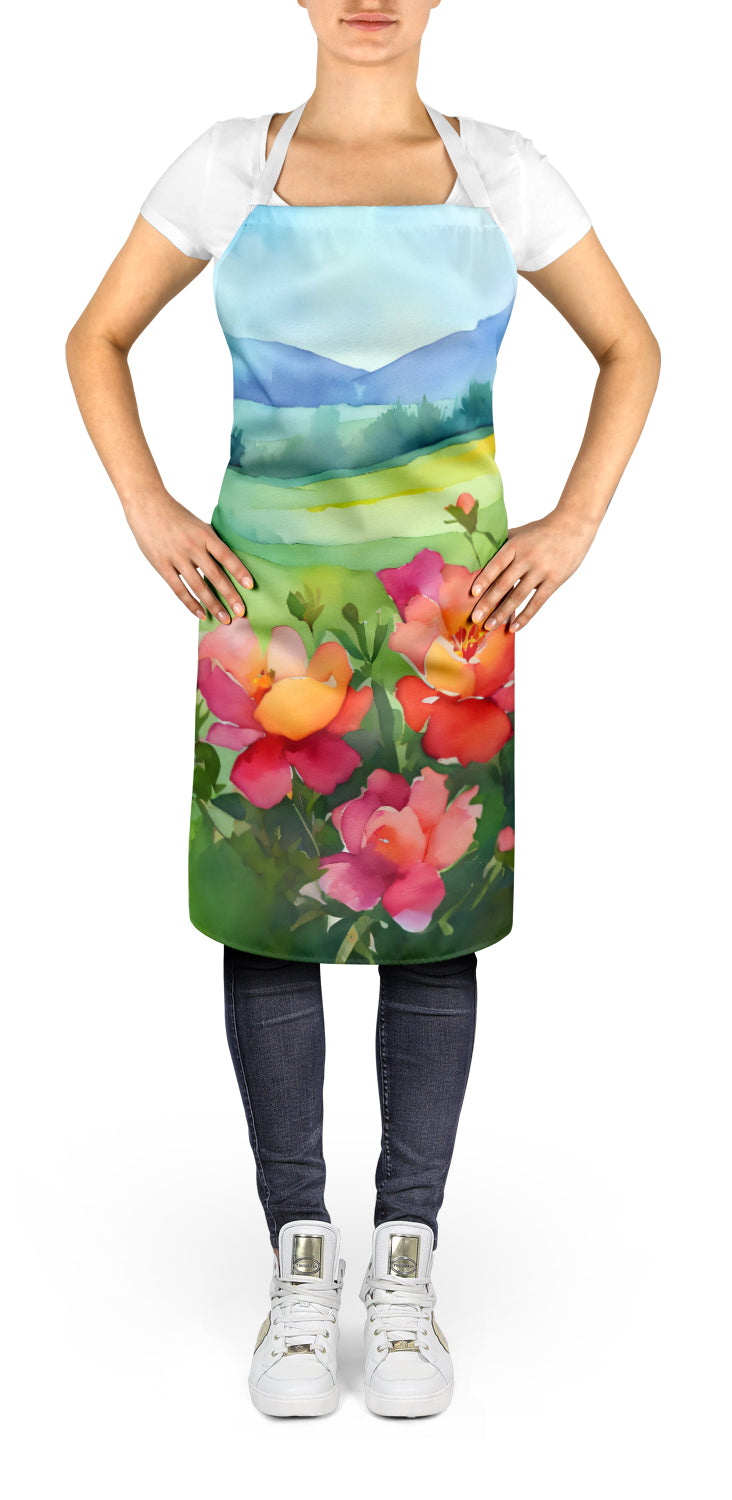 Iowa Wild Prairie Roses in Watercolor Apron