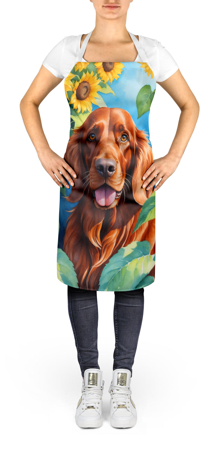 Irish Setter in Sunflowers Apron