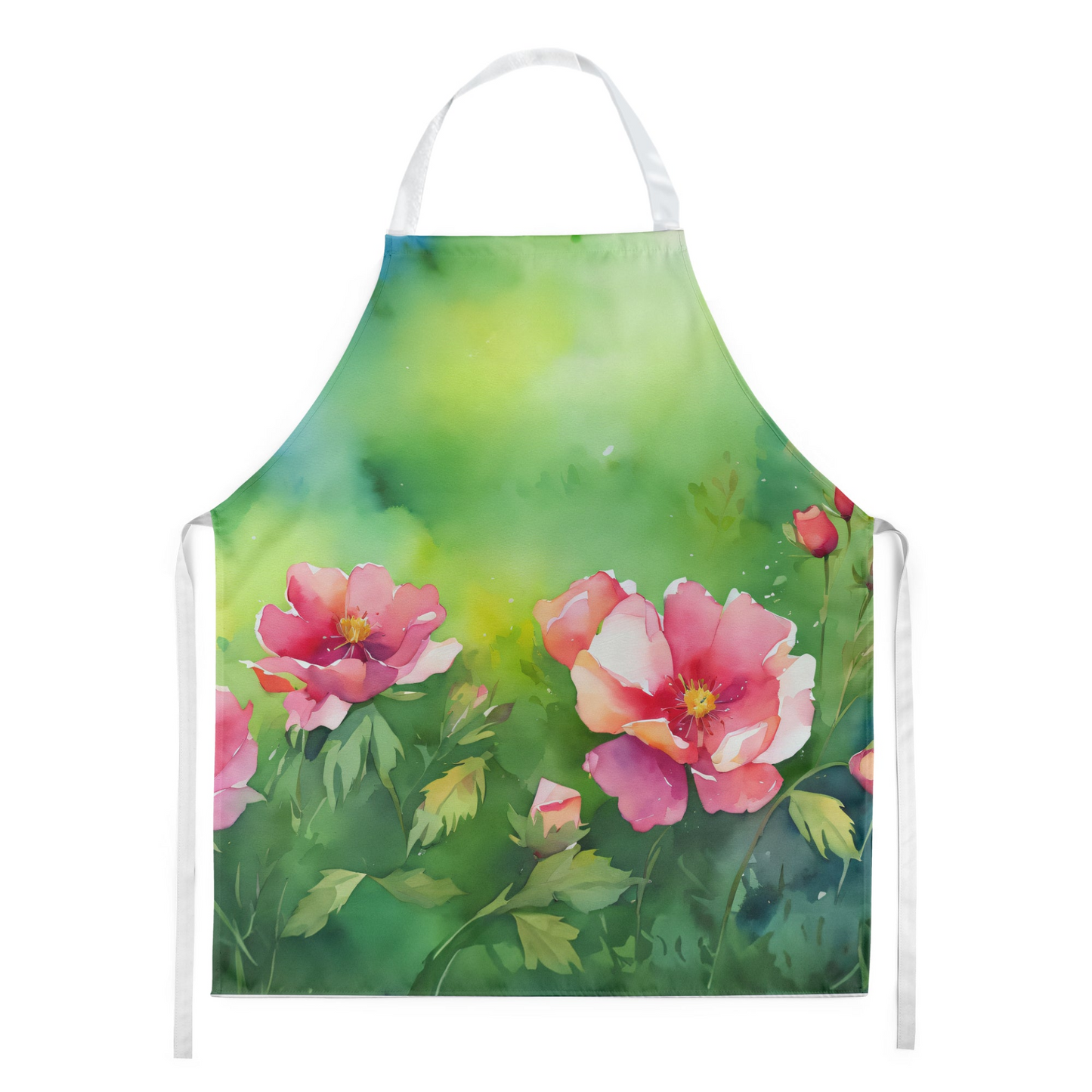 Iowa Wild Prairie Roses in Watercolor Apron