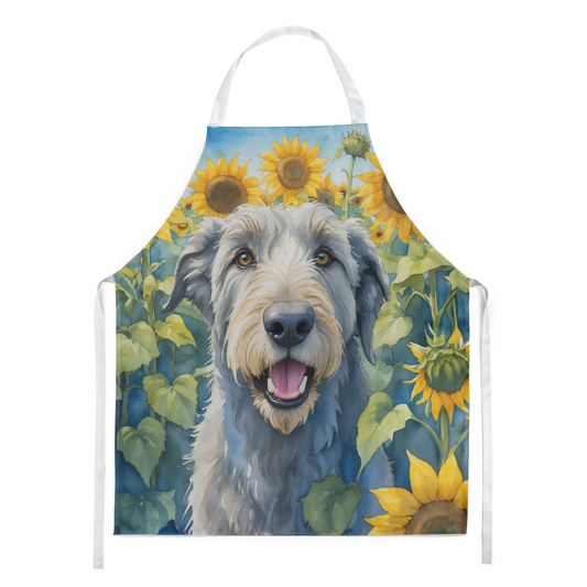 Irish Wolfhound in Sunflowers Apron