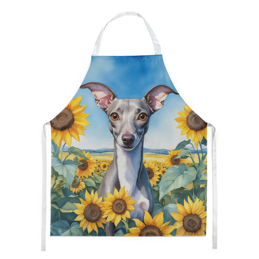 Italian Greyhound in Sunflowers Apron