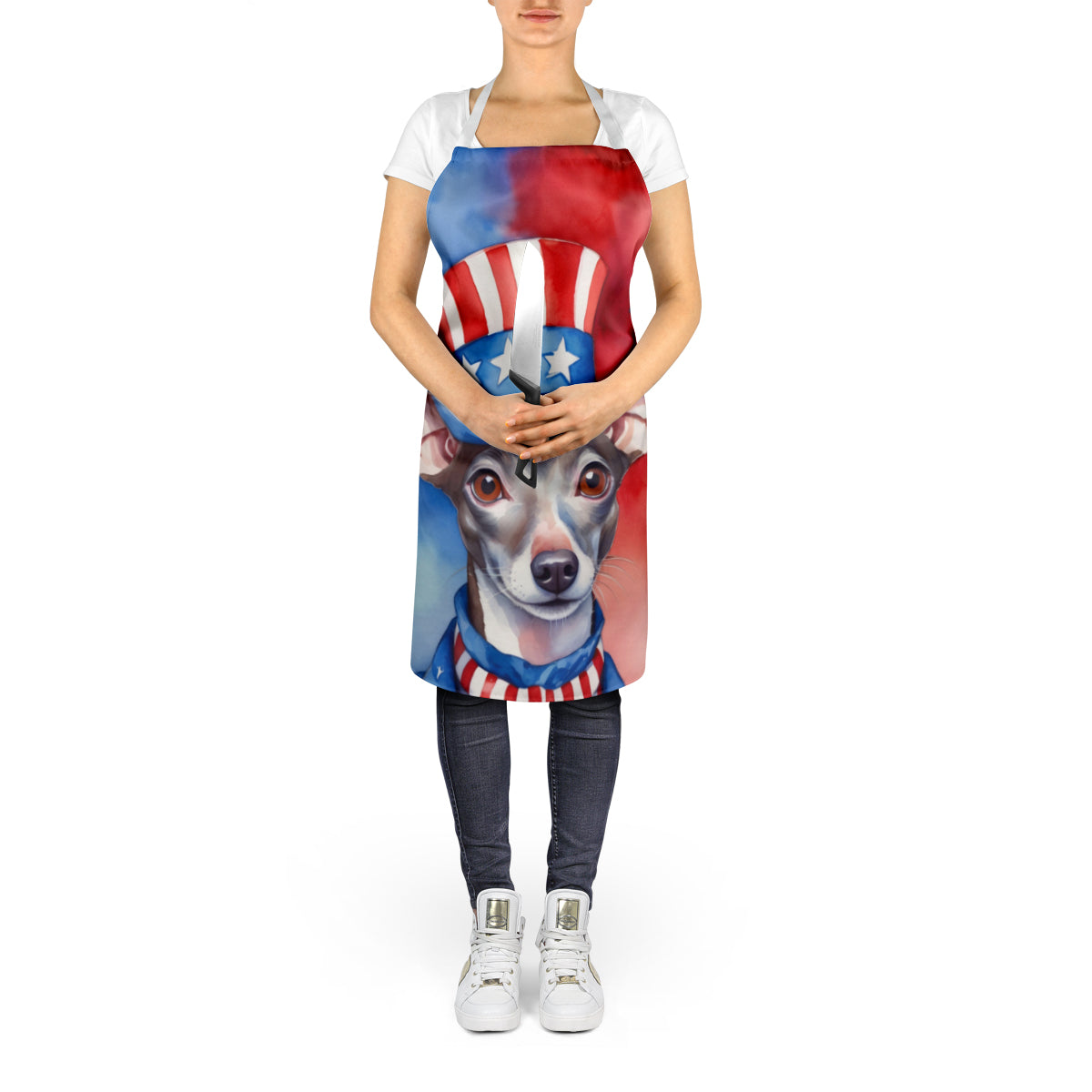 Italian Greyhound Patriotic American Apron