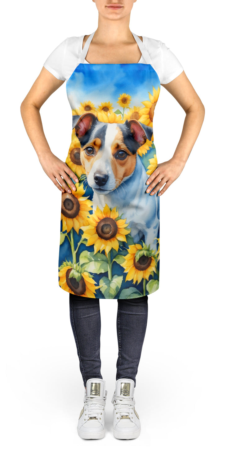 Jack Russell Terrier in Sunflowers Apron