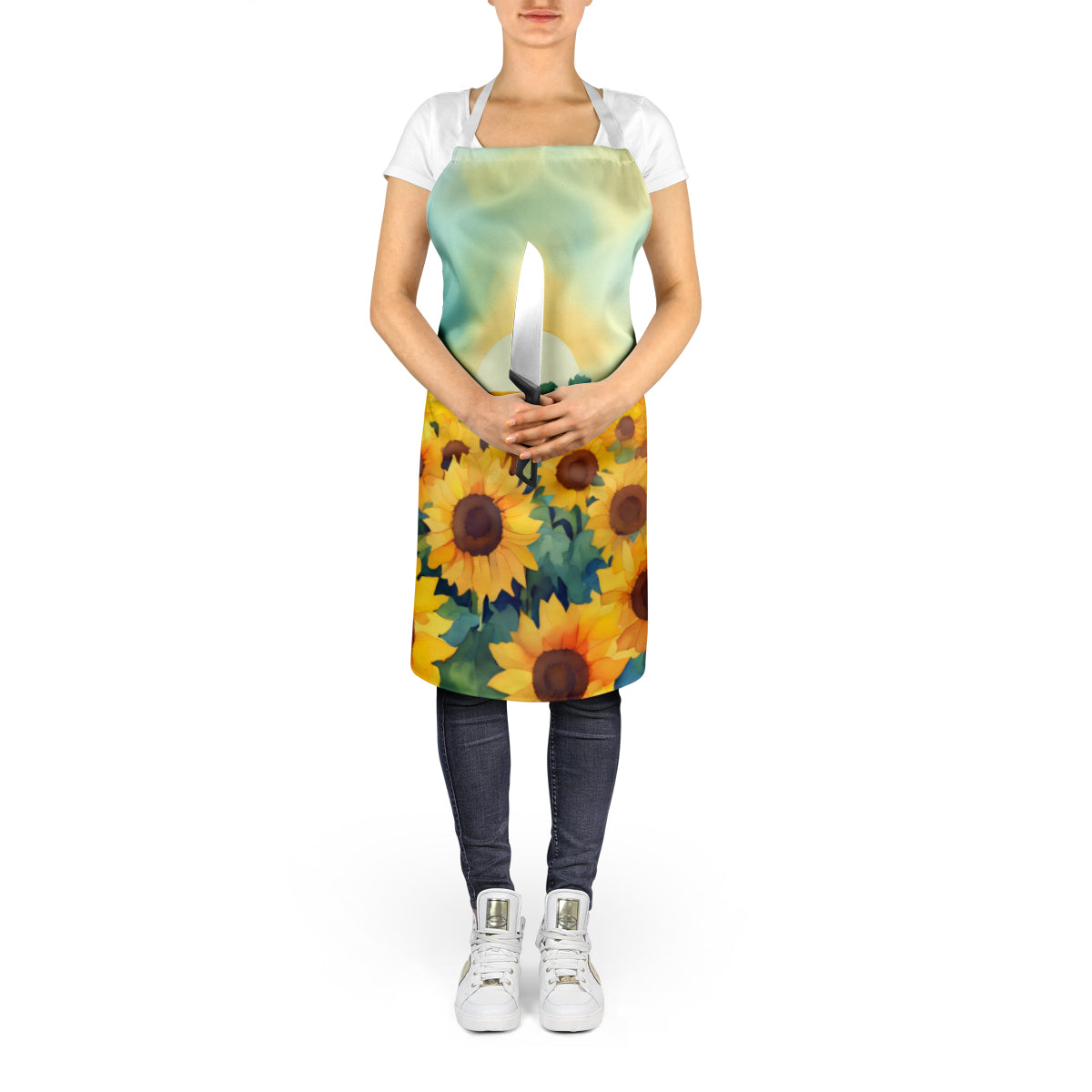 Kansas Sunflowers in Watercolor Apron