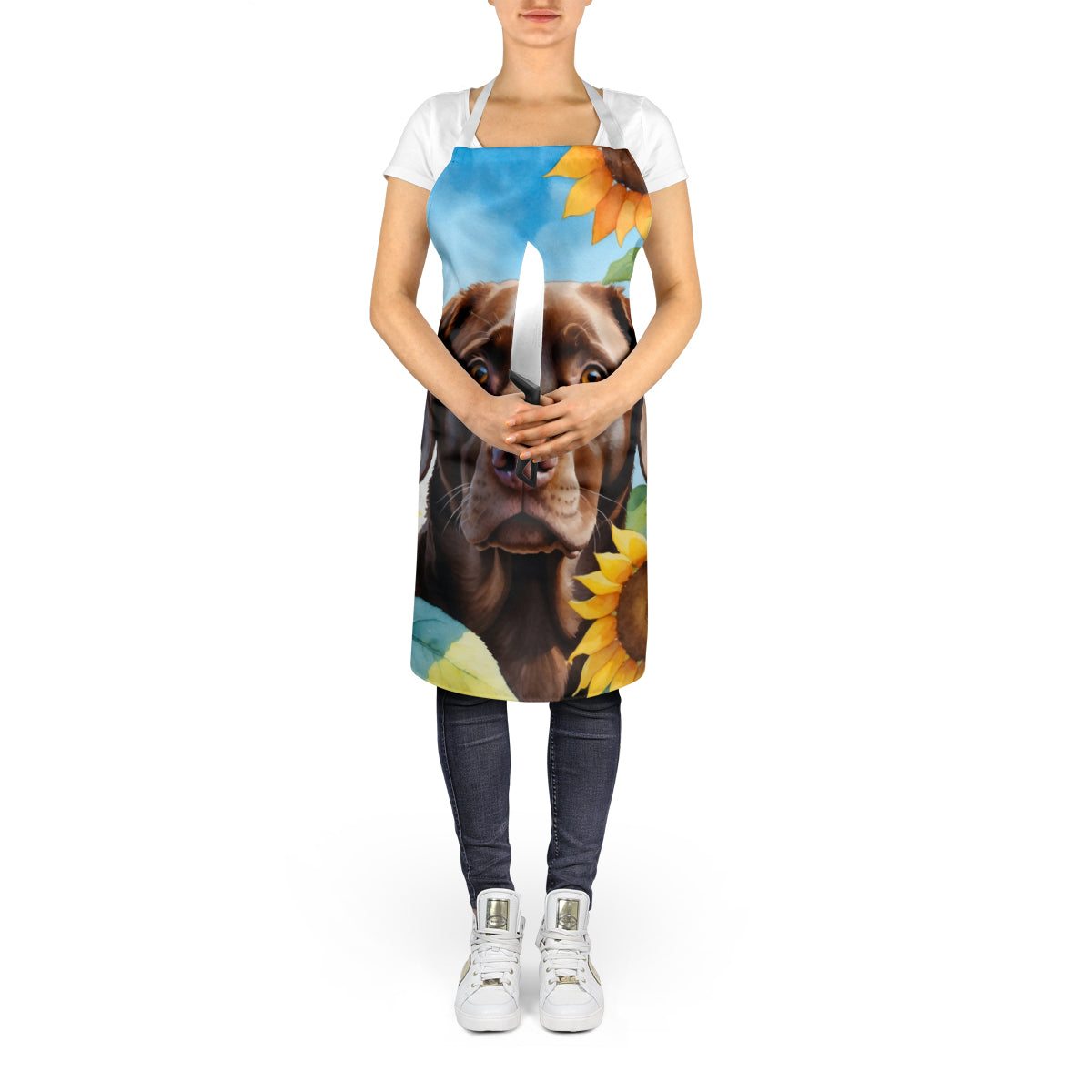 Labrador Retriever in Sunflowers Apron