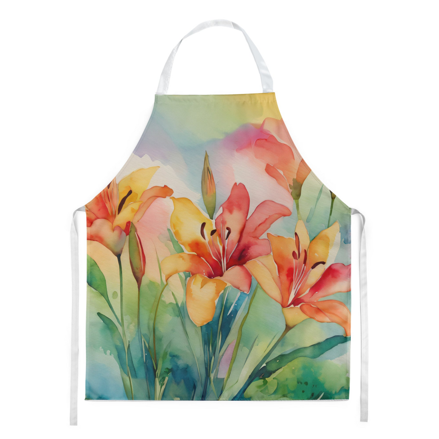 Lilies in Watercolor Apron