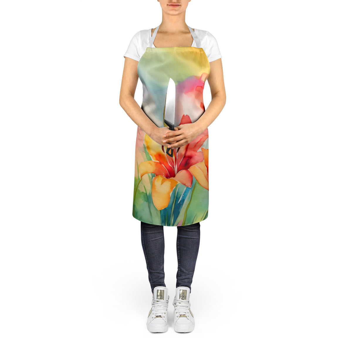 Lilies in Watercolor Apron