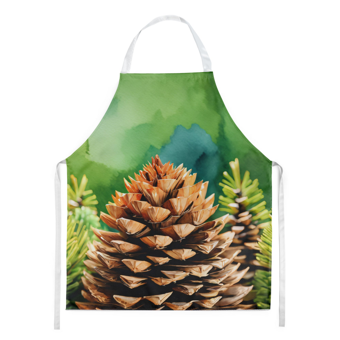 Maine White Pine Cone and Tassels in Watercolor Apron