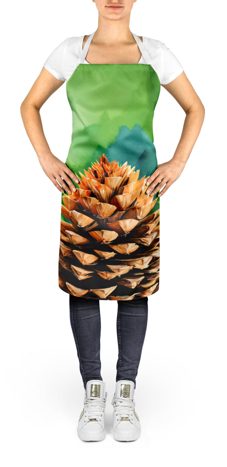 Maine White Pine Cone and Tassels in Watercolor Apron