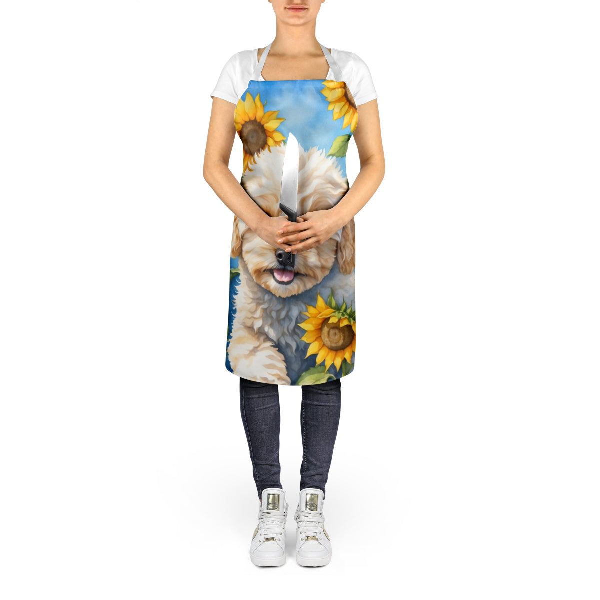 Maltipoo in Sunflowers Apron