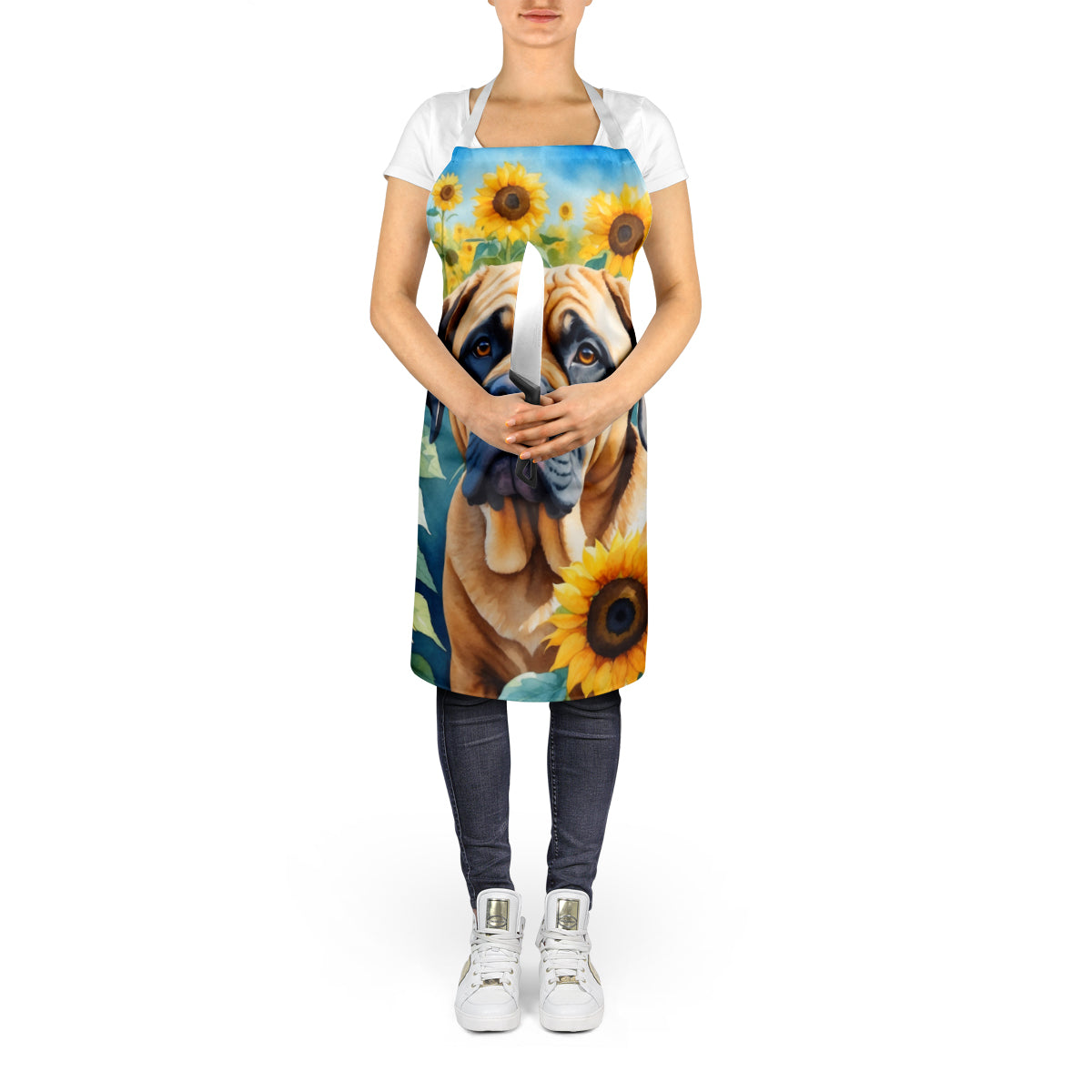 Mastiff in Sunflowers Apron