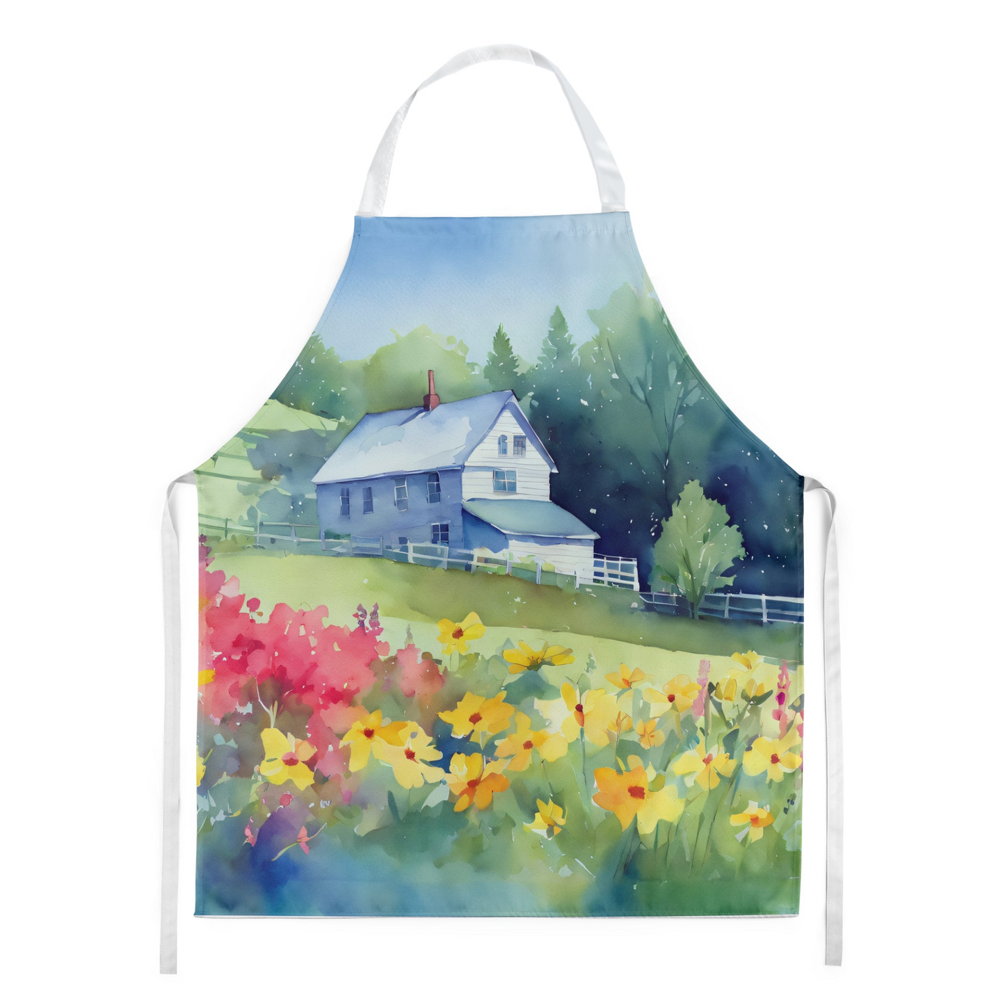 Massachusetts Mayflowers in Watercolor Apron