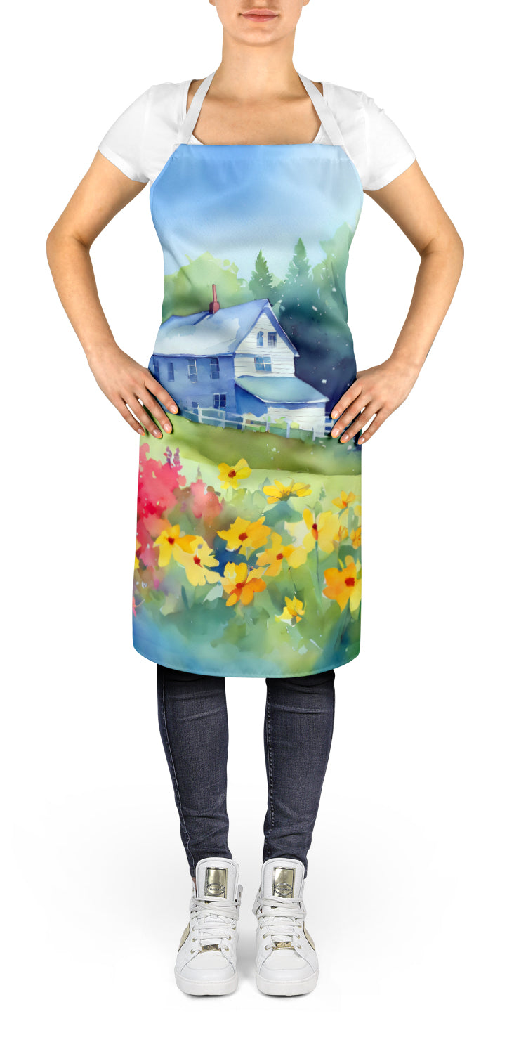 Massachusetts Mayflowers in Watercolor Apron