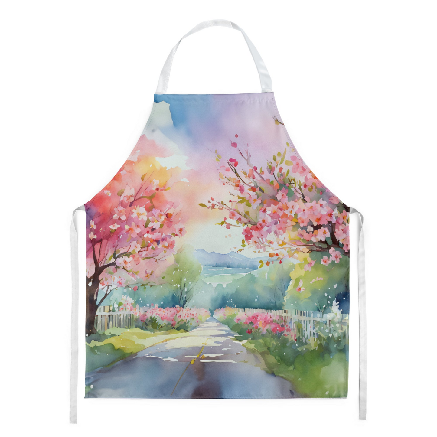 Michigan Apple Blossoms in Watercolor Apron