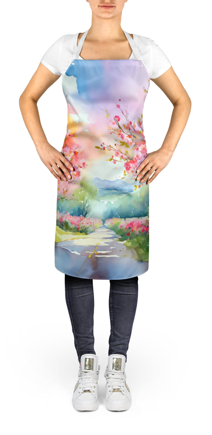 Michigan Apple Blossoms in Watercolor Apron