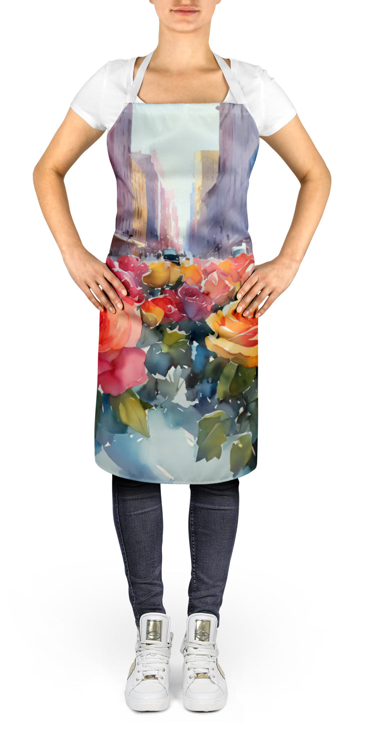 New York Roses in Watercolor Apron