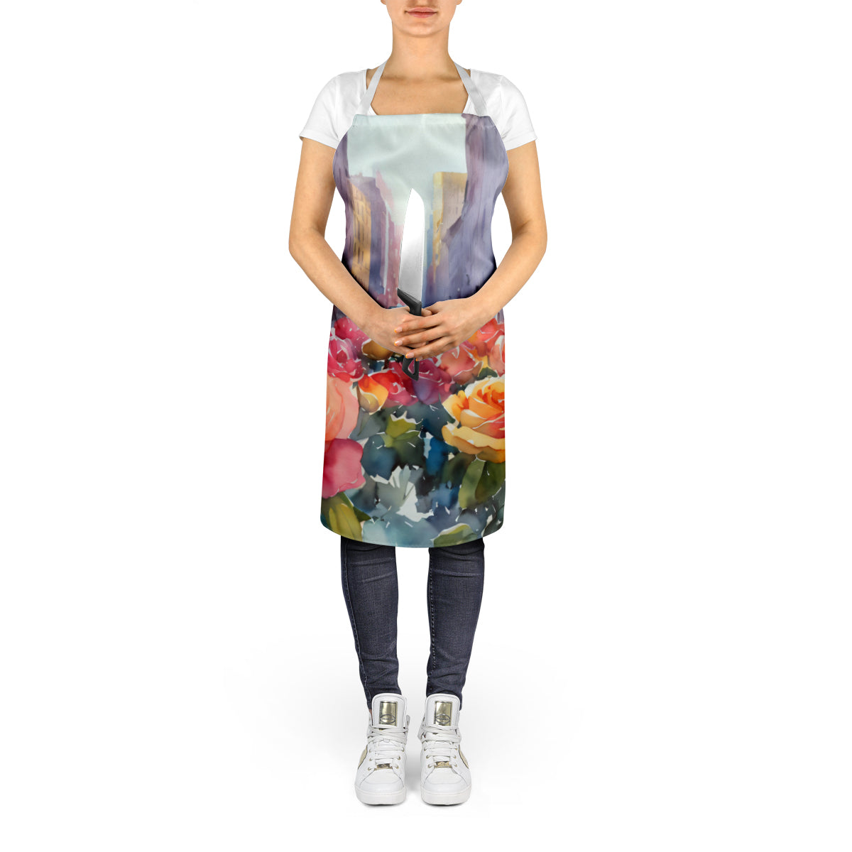 New York Roses in Watercolor Apron