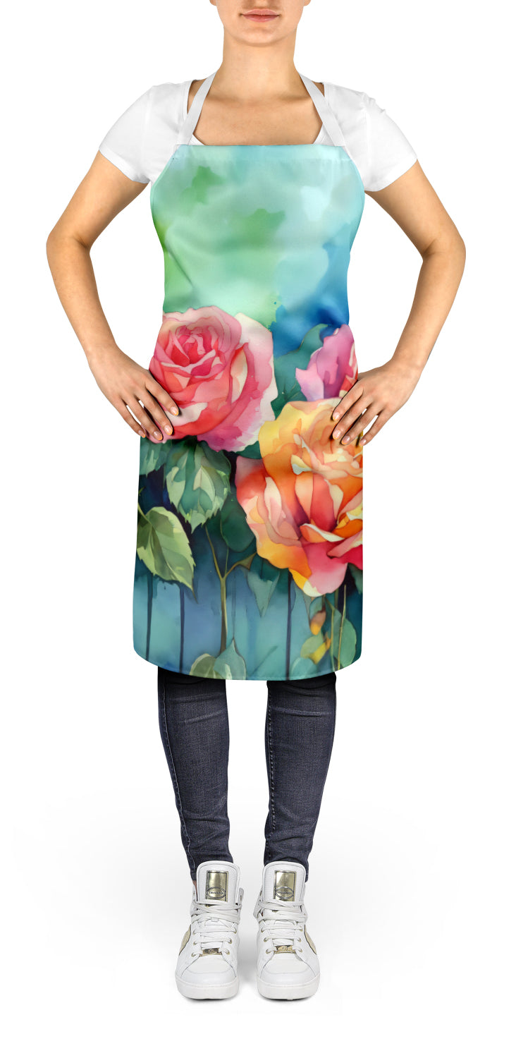 New York Roses in Watercolor Apron