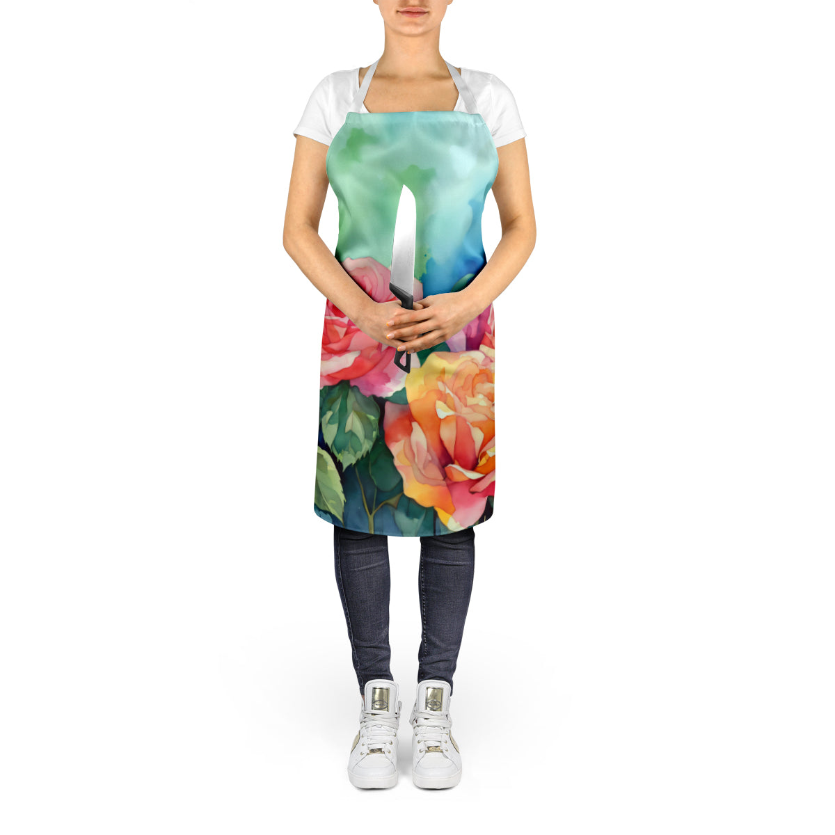 New York Roses in Watercolor Apron