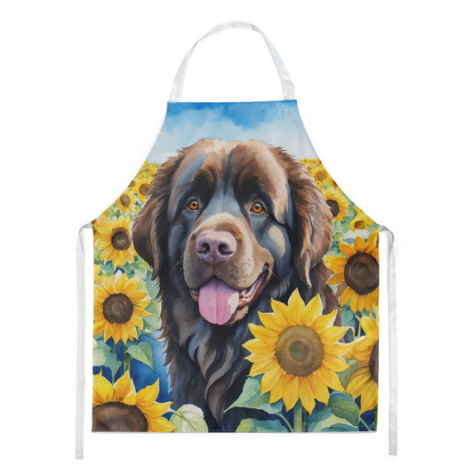 Newfoundland in Sunflowers Apron