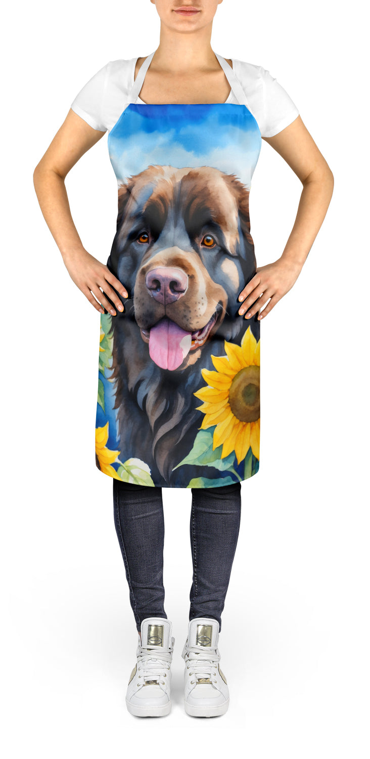 Newfoundland in Sunflowers Apron