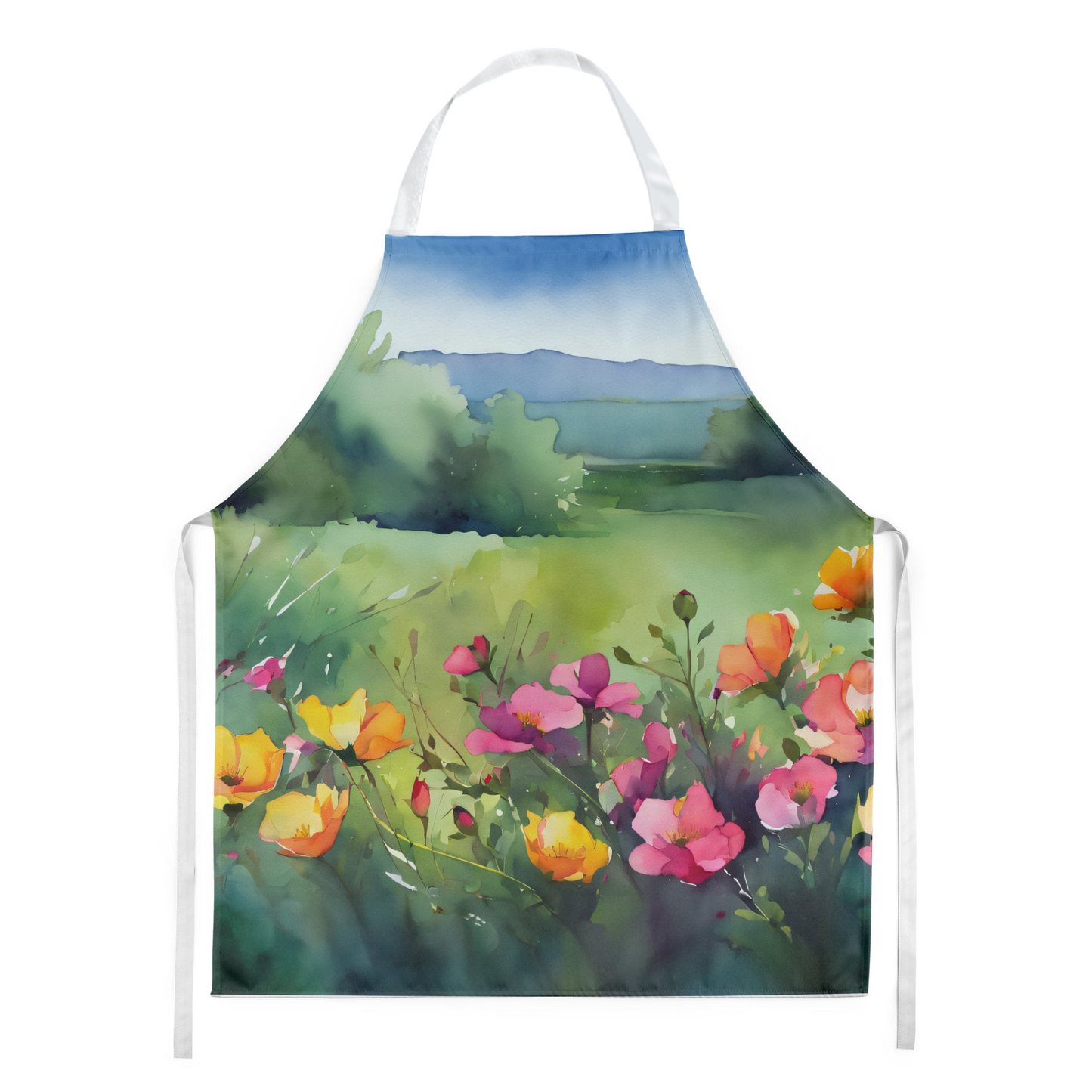 North Dakota Wild Prairie Roses in Watercolor Apron