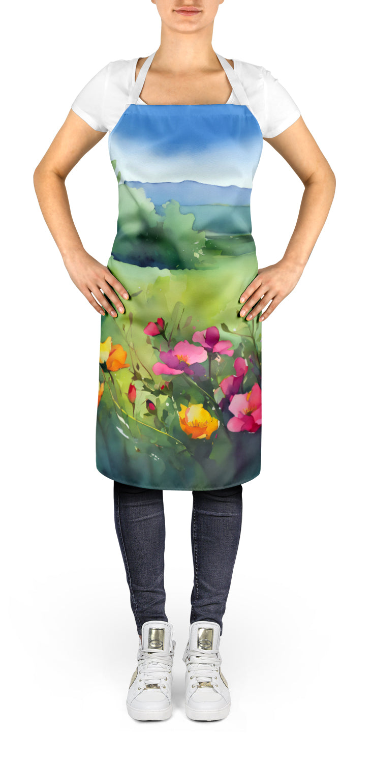 North Dakota Wild Prairie Roses in Watercolor Apron