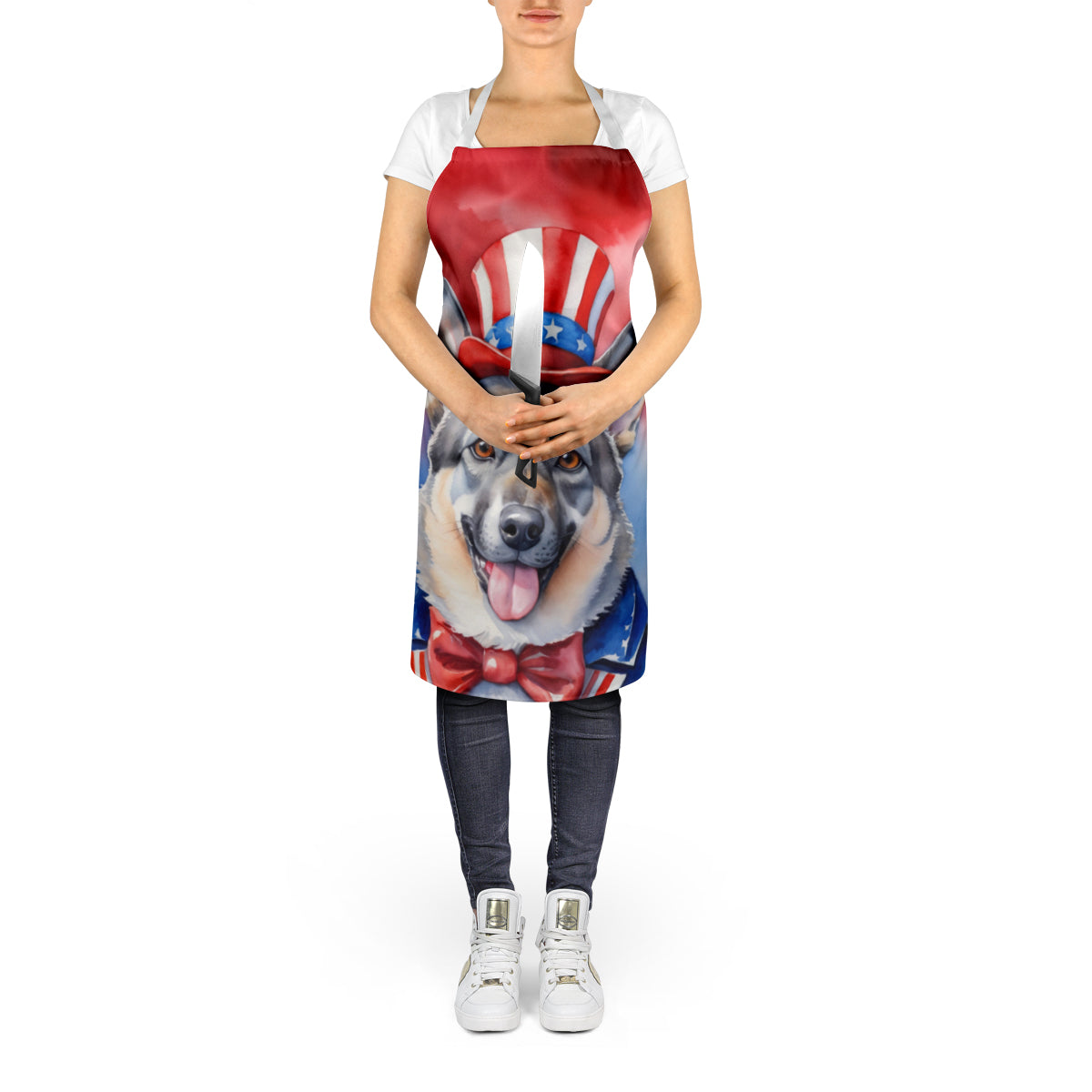 Norwegian Elkhound Patriotic American Apron