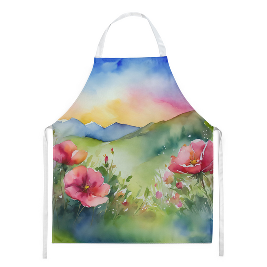 North Dakota Wild Prairie Roses in Watercolor Apron