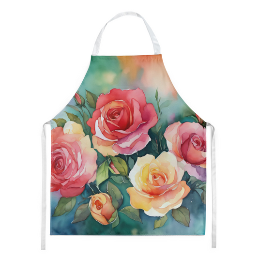 Oklahoma Roses in Watercolor Apron