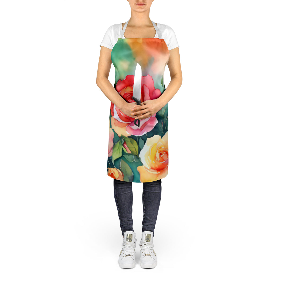 Oklahoma Roses in Watercolor Apron