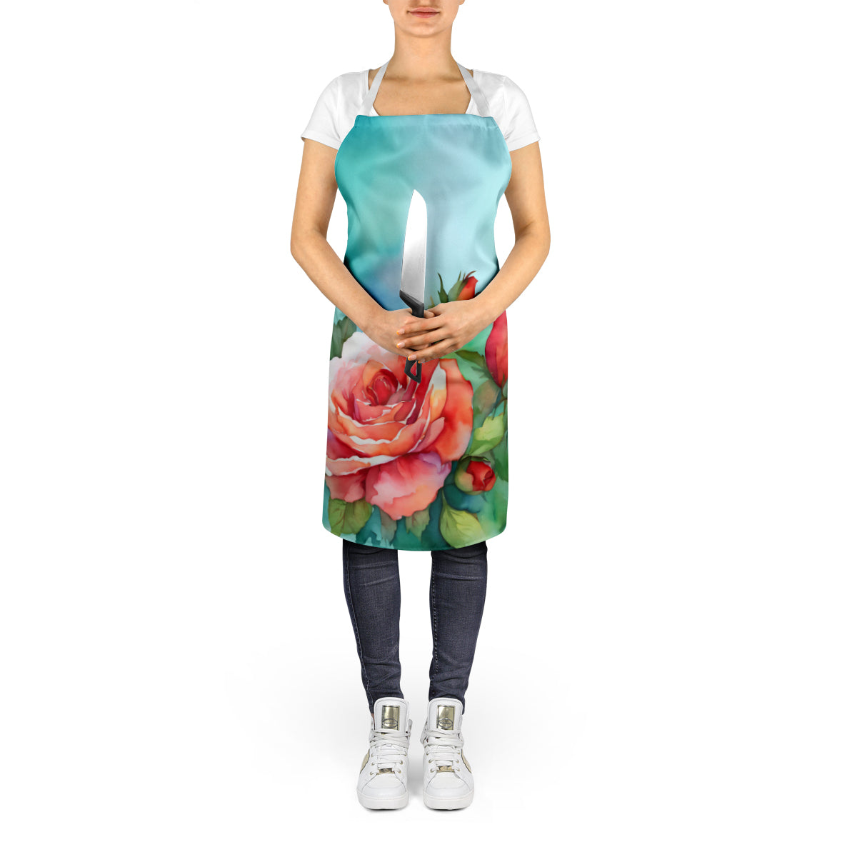 Oklahoma Roses in Watercolor Apron