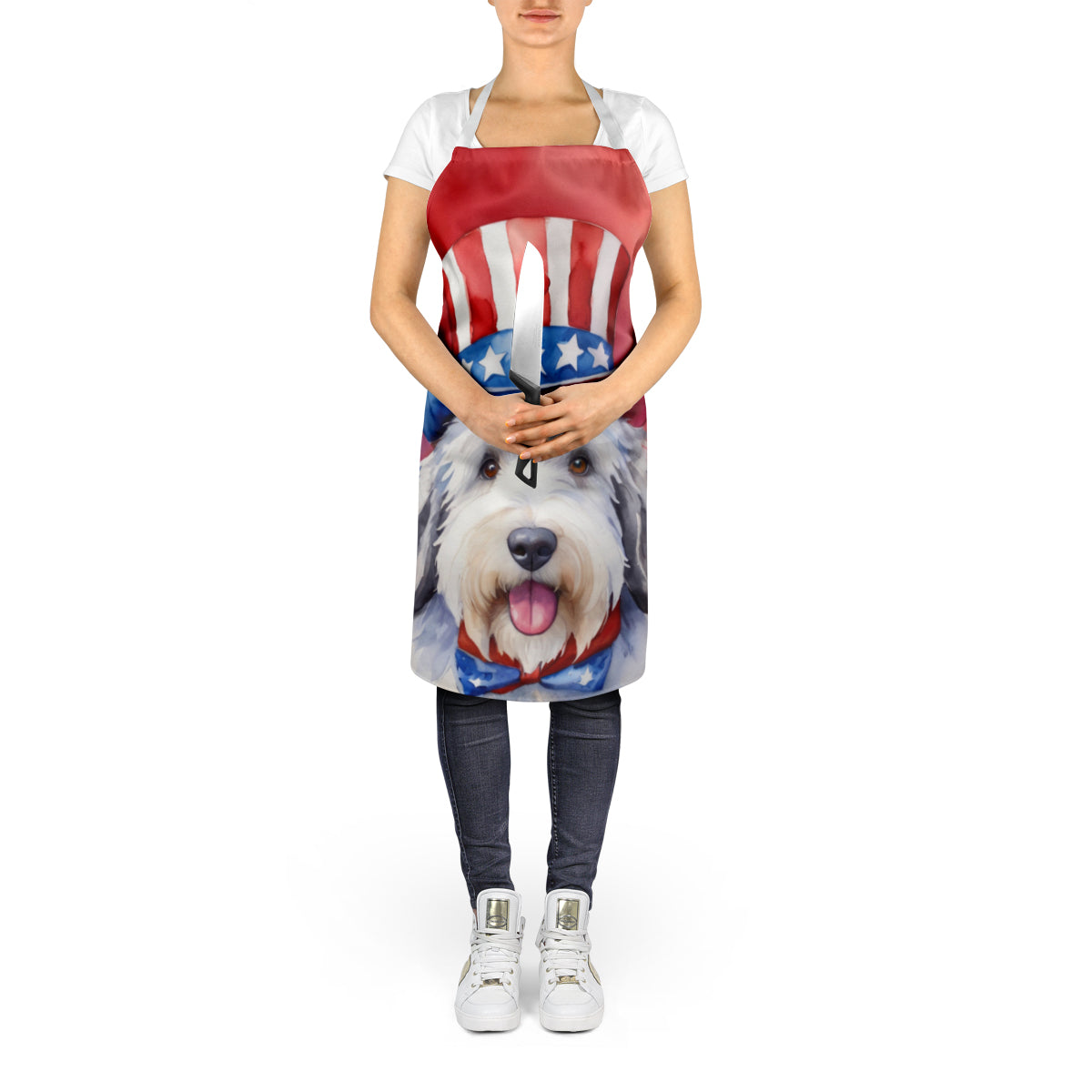 Old English Sheepdog Patriotic American Apron