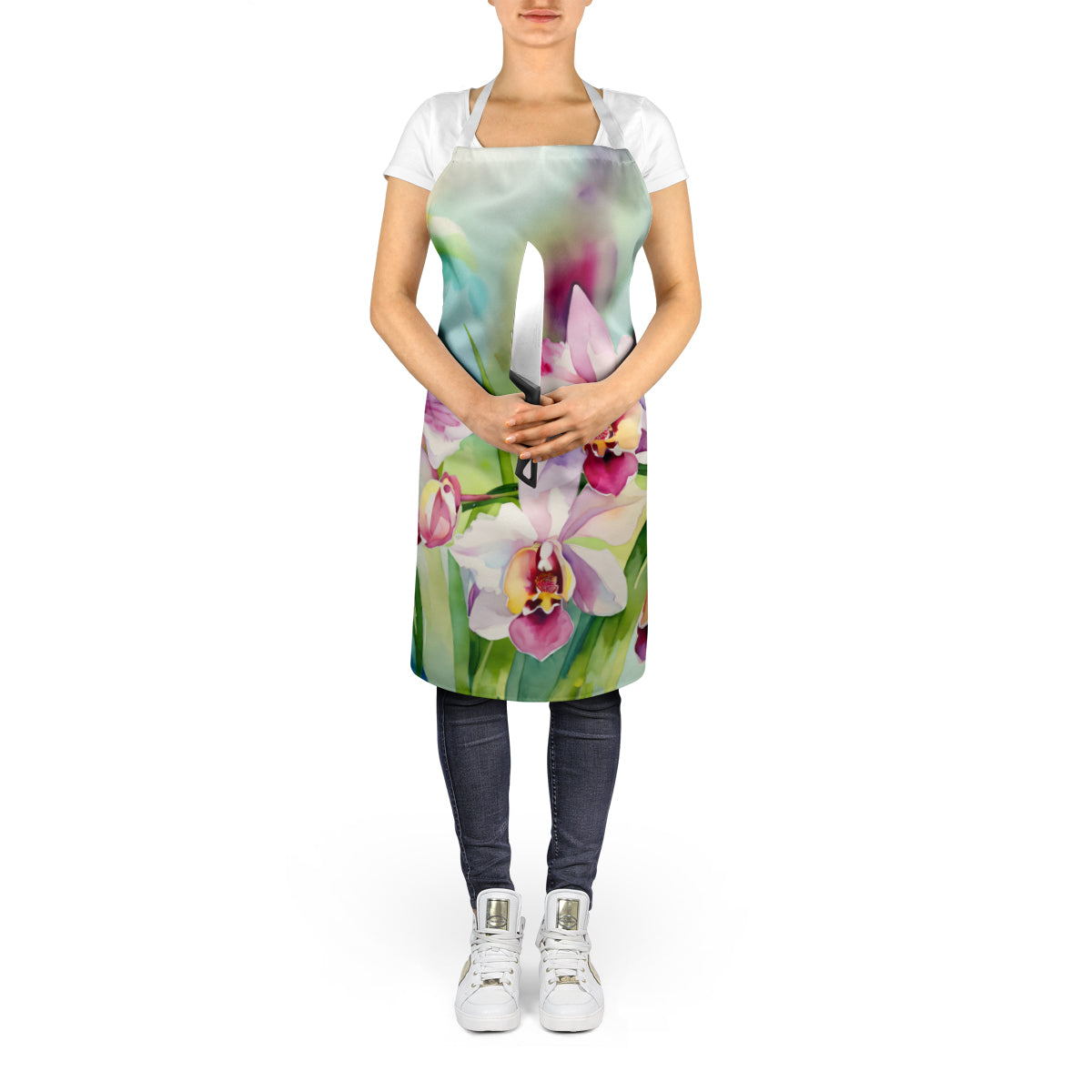 Orchids in Watercolor Apron