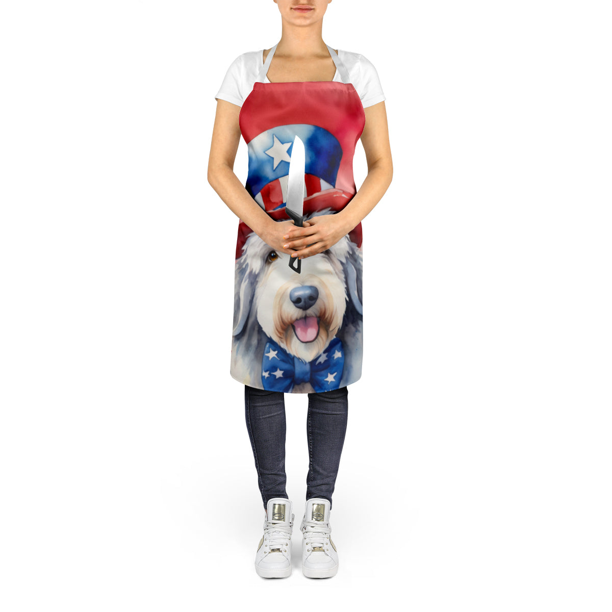 Old English Sheepdog Patriotic American Apron