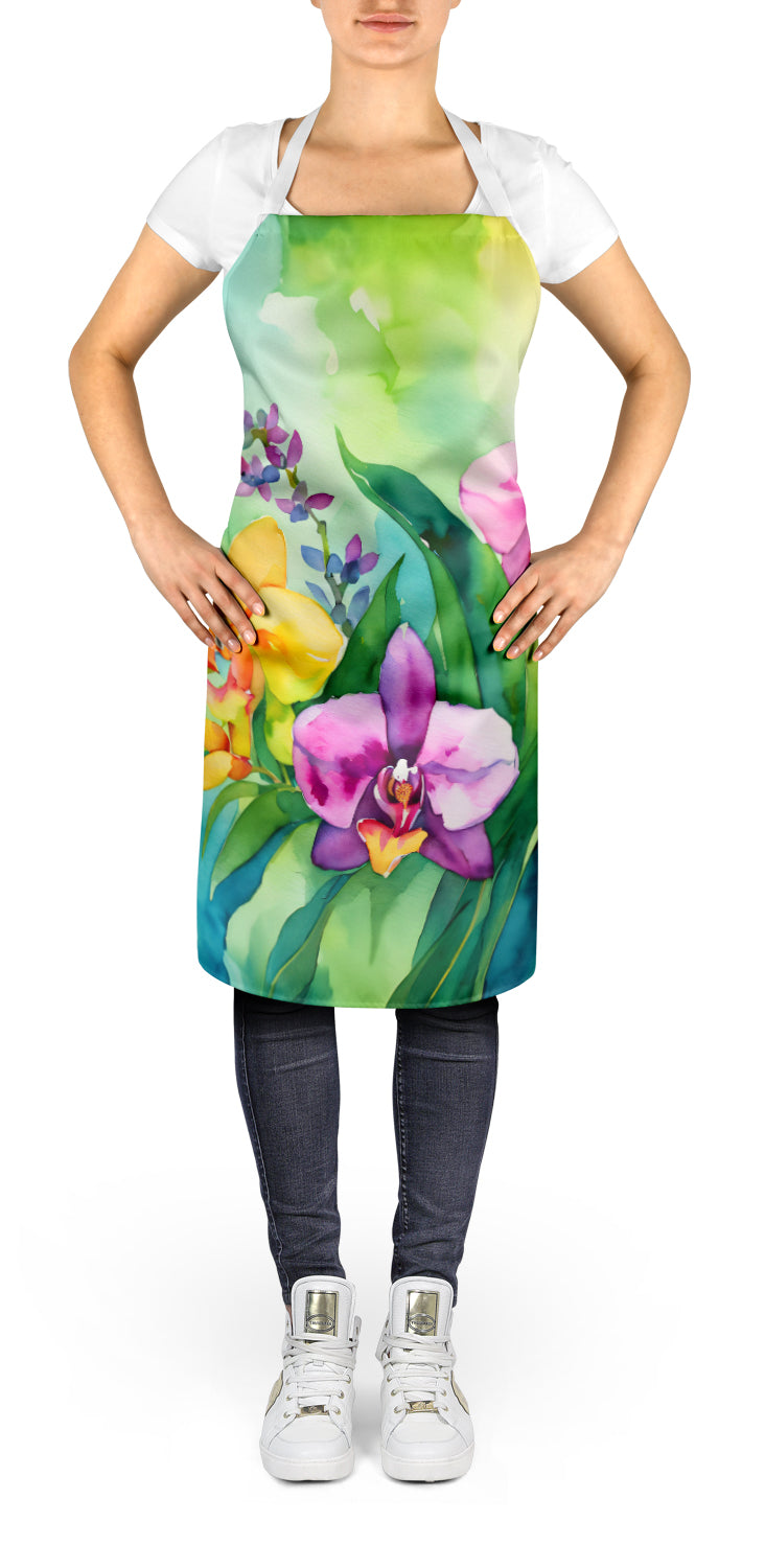 Orchids in Watercolor Apron