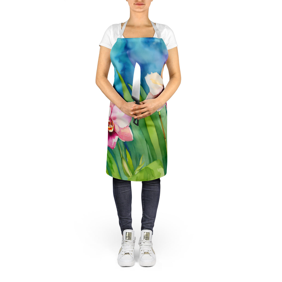 Orchids in Watercolor Apron